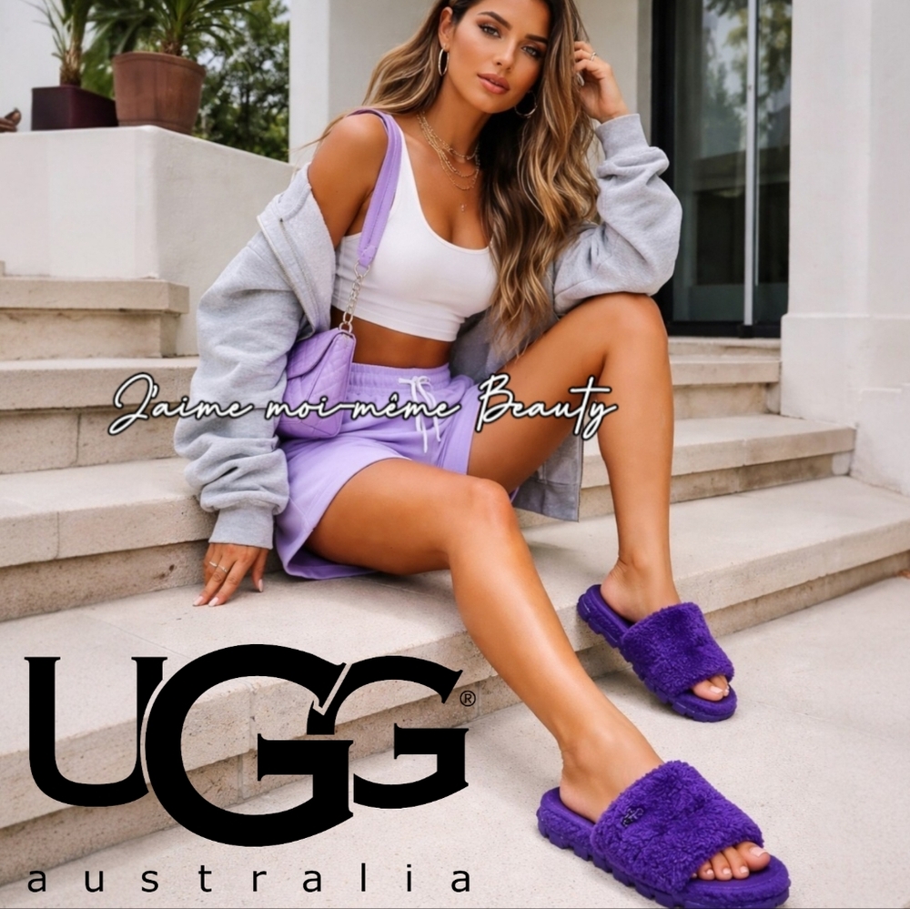 UGG Australia Cobalt Blue Shearling Cozetta Slides WOMEN SIZE 9 - Picture 1 of 15